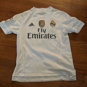 Adidas Kids White Soccer Jersey with Gold Accents modric Fifa 2014